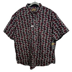 Johnny Bigg Men's Black and Red Patterned Casual Shirt Size XL